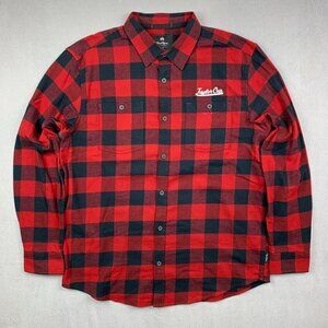 Wind River Men Shirt Large Red Black Buffalo Check Flannel Button Up Long Sleeve